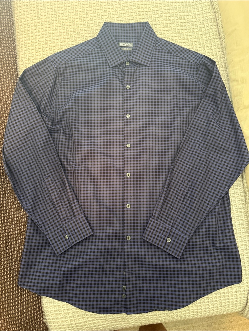Kenneth Cole Navy and Black Check Dress Shirt